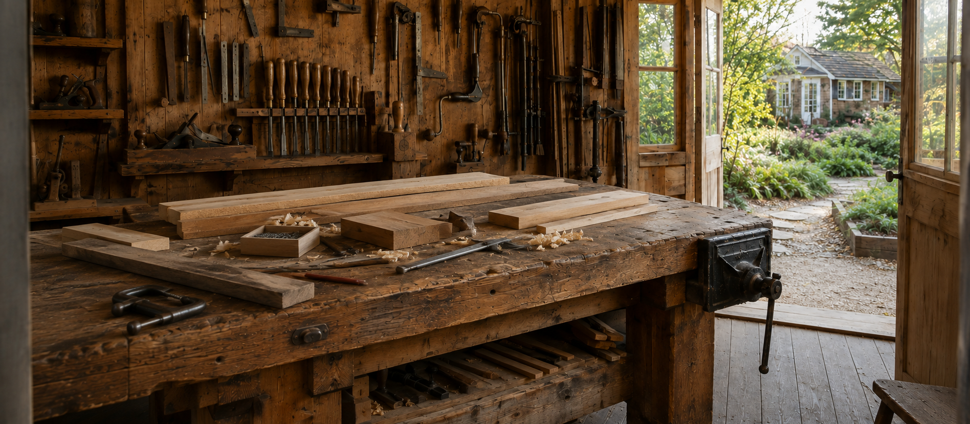 A workshop containing many tools and materials, illustrating that a weighted return is one tool within a broader portfolio review.