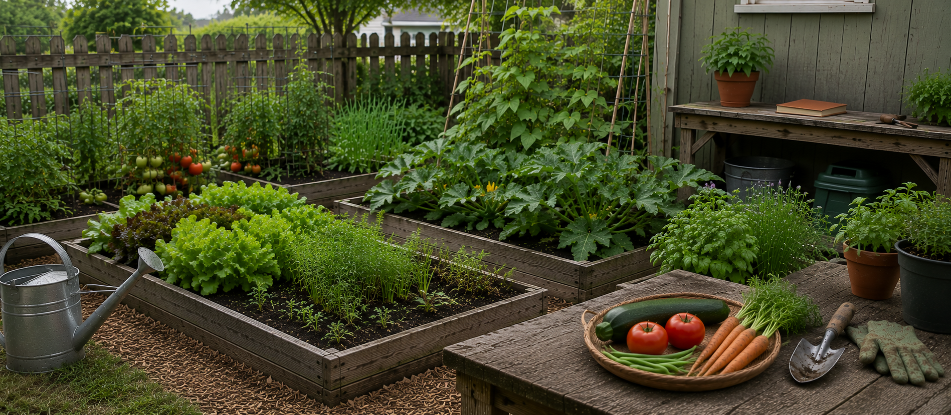 A garden harvest basket and notebook representing household spending needs and retirement income planning.